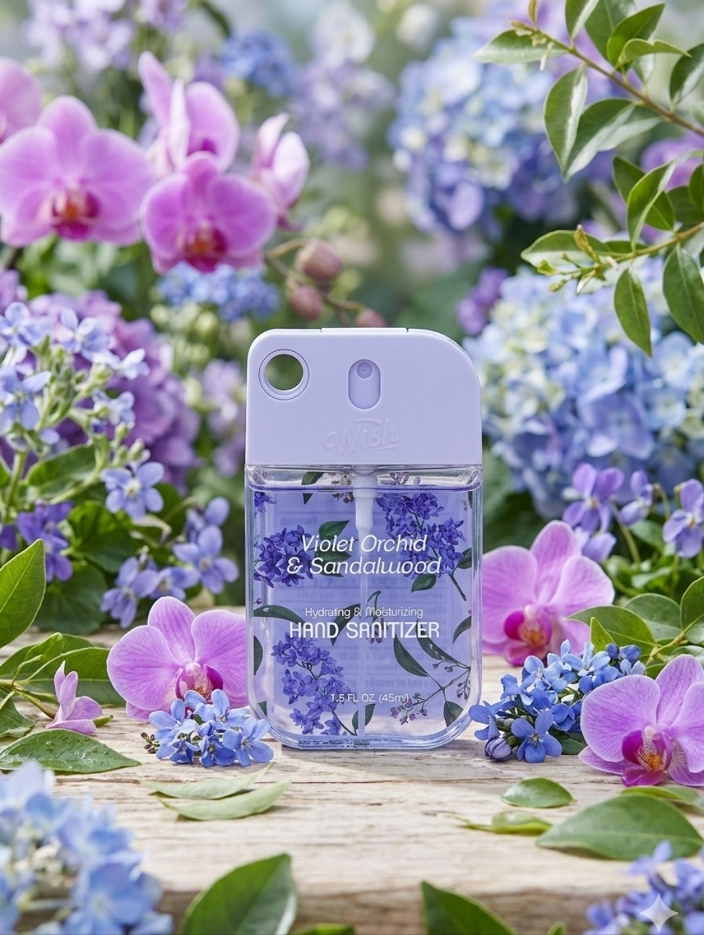 Wish Hand Sanitizer Spray Violet Orchid & Sandalwood Full Size 1.5oz New Sealed